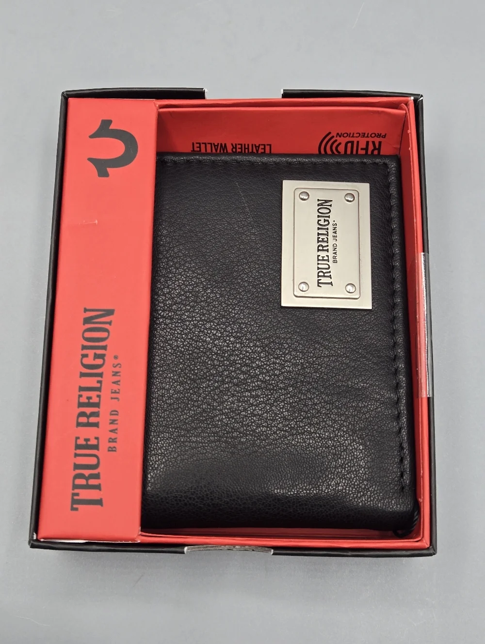 True Religion Men's Black Leather RFID Wallet